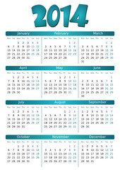 Simple editable vector calendar 2014