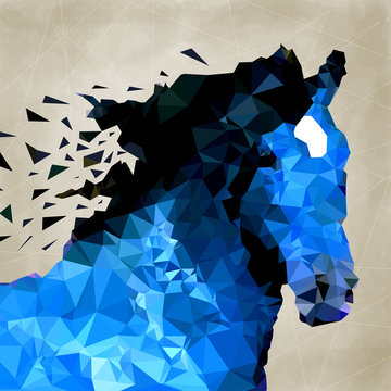 Abstract horse of geometric shape, symbol