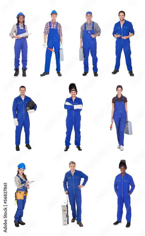 Canvas Prints group of industrial workers