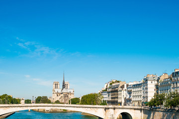 beautiful view Notre Dame Cathedral in Paris