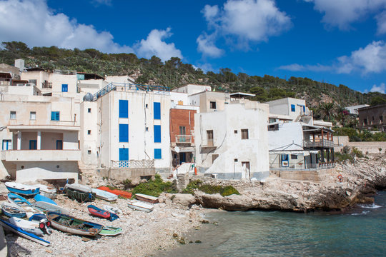 Fishing boats near a pier at Levanzo island, Sicily