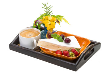 Breakfast wirh coffee and cheese