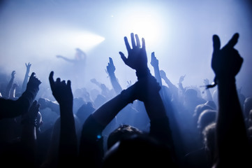 Jubelnde Konzertbesucher auf Rock-Konzert