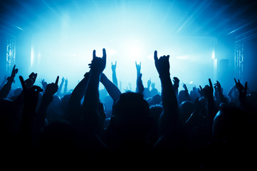 Jubelnde Konzertbesucher auf Rock-Konzert