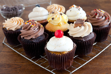 Cupcakes Iced on Cooling Rack