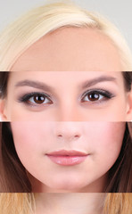 Human female face made of several different people,artistic
