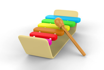 colorful child's xylophone 3D on white background