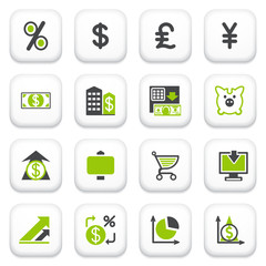 Finance icons. Green gray series.