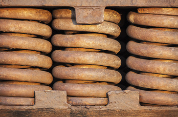 Rusted Springs on Freight Train Boxcar