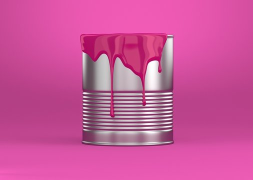 Farbeimer pink Metal gerippt mit Hintergrund