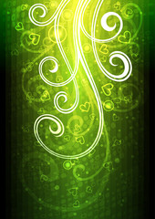 Abstract green vector floral illustration.