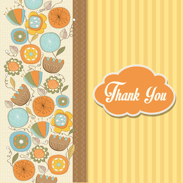 romantic Thank You card with flowers