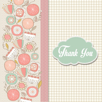 romantic Thank You card with flowers