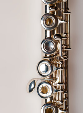 Silver flute. isolated with clipping path