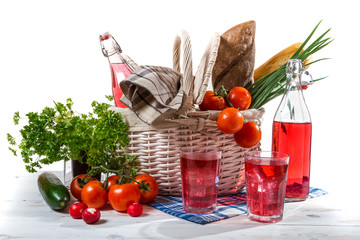 Picnic basket with vegetables