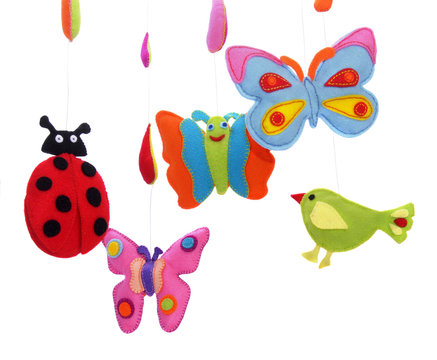 Butterflies, ladybug and bird