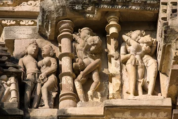 Wandcirkels aluminium Hindu Temple at Khajuraho in the Madhya Pradesh region of India. © OlegD