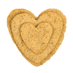 Heart-shaped cookie set isolated on white background