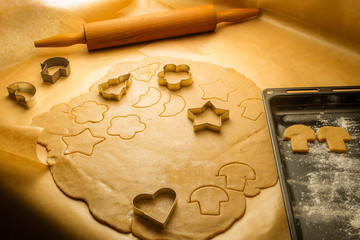 Prepare baking Christmas cookies in Kitchen