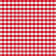 red checkered fabric tablecloth