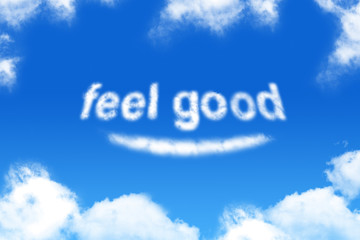Fototapeta premium feel good - cloud word on blue sky background