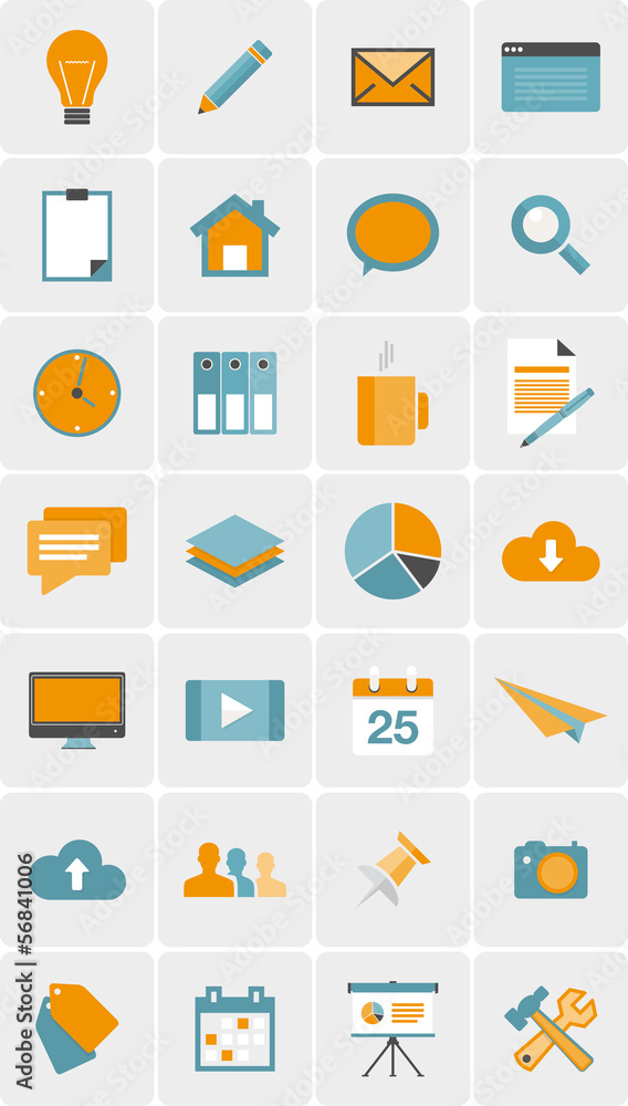Poster set of web icons in modern flat design