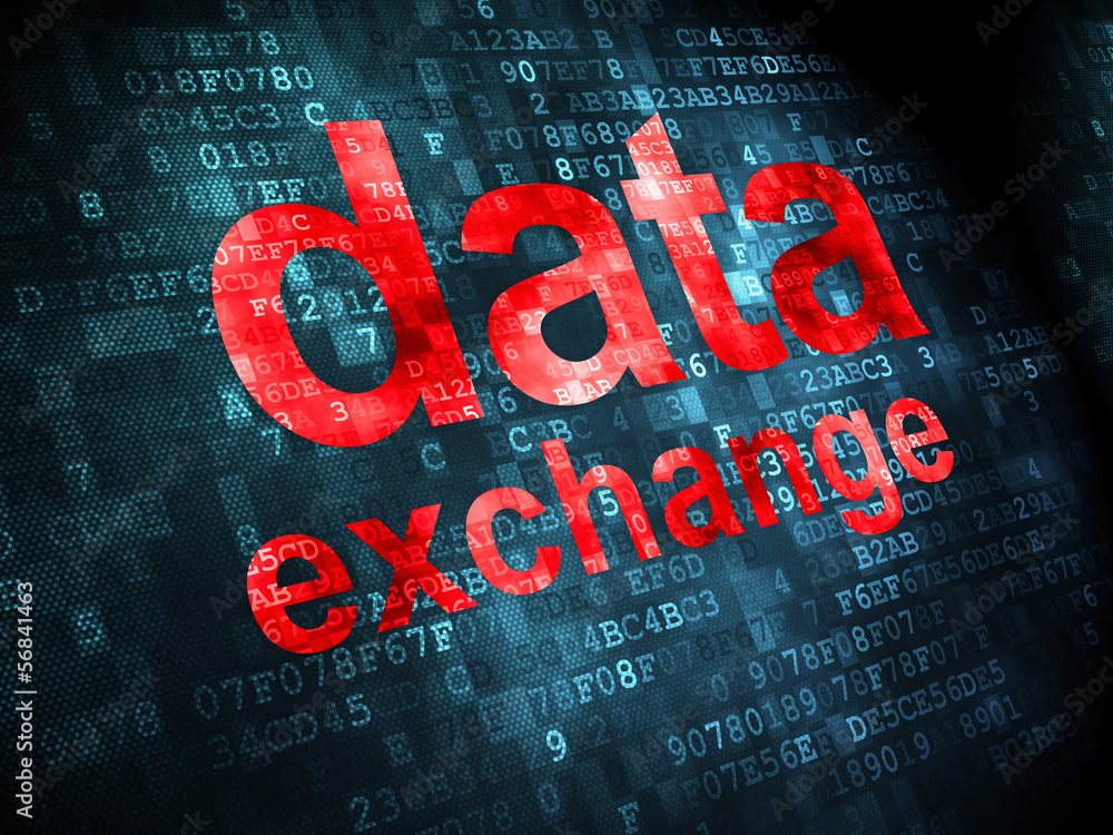 Poster data concept: data exchange on digital background