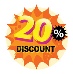 Abstract label or sticker with the text 20 percent Discount
