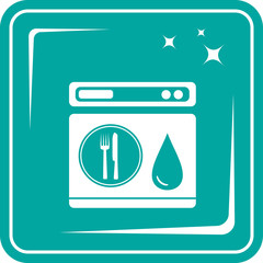 blue icon with shine dishwasher symbol