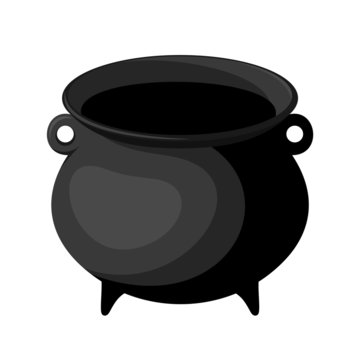 Black witches cauldron. Vector illustration.
