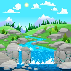 Fotobehang Mountain landscape with river. © ddraw