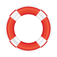 Lifebuoy with red stripes and rope (salvation).