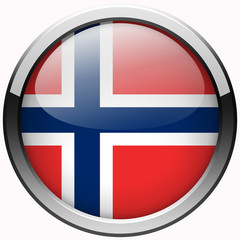 Obraz premium norway flag realistic gel metal button on white background
