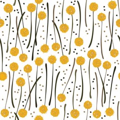 żółte kwiaty nieskończony deseń na białym tle w kropki