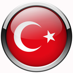 turkey flag gel realistic metal button on white