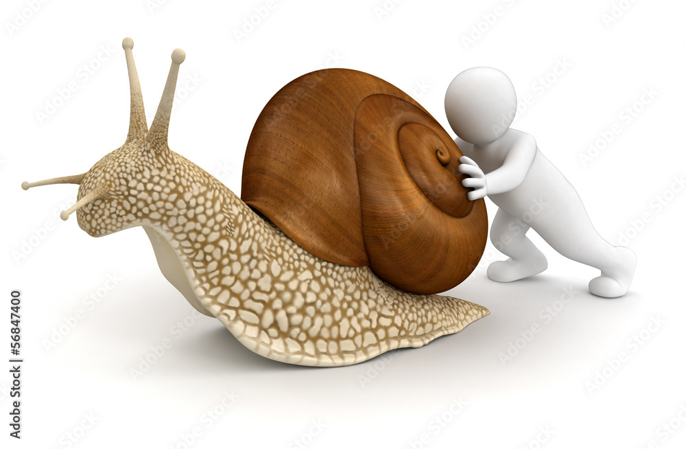 Poster man with snail (clipping path included)
