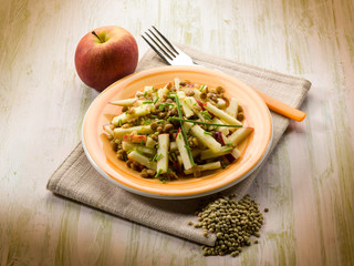 lentils salad with slice apple