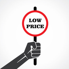 low price word banner hold in hand stock vector