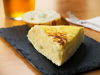 Typical spanish pincho de tortilla de patatas