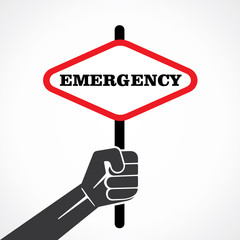 emergency word banner hold in hand stock vector