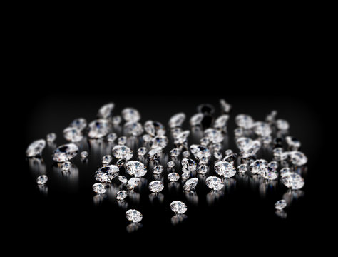 Large group of diamonds on black background