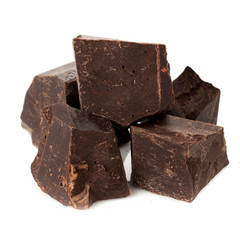 Chocolate pieces isolated on white background