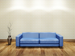 Blue leather sofa