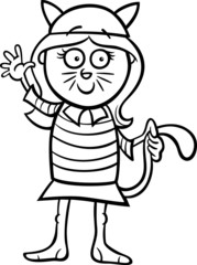 girl in cat costume coloring page