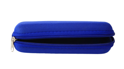 blue glasses case isolated on white