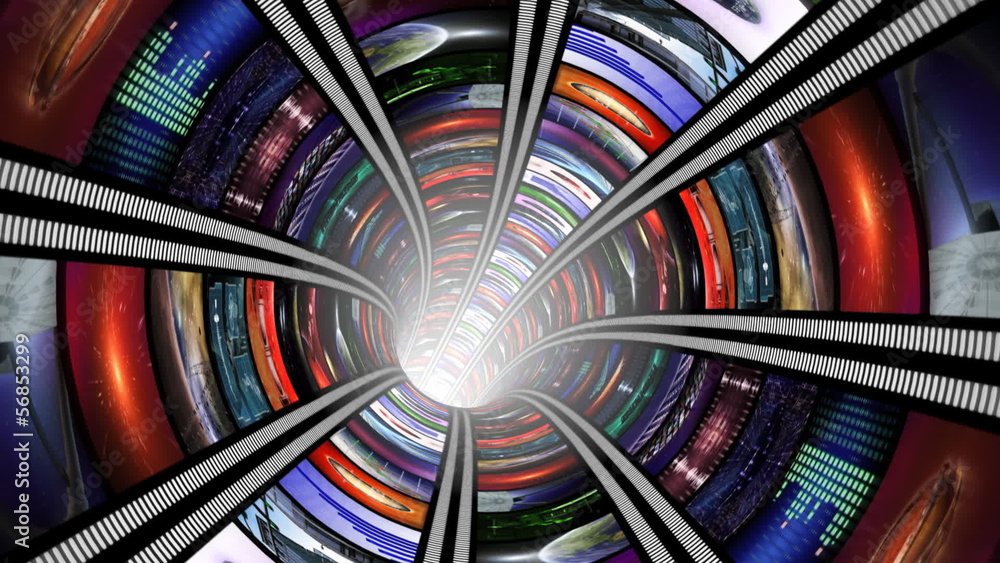 Poster animated wormhole with video wall loop