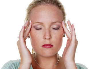Fototapeta premium Frau hat Migräne