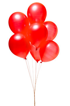 Red balloons isolated on white