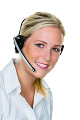 Frau mit Headset