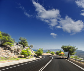 Asphalt road. blurred motion